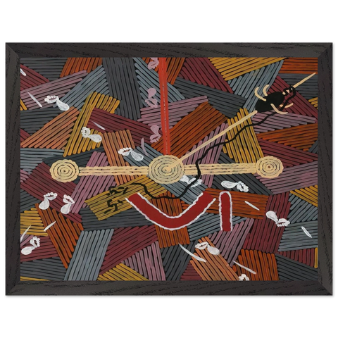 Men's Love Story - 1996 by Clifford Possum Tjapaltjarri — Framed art print at Zephyeer