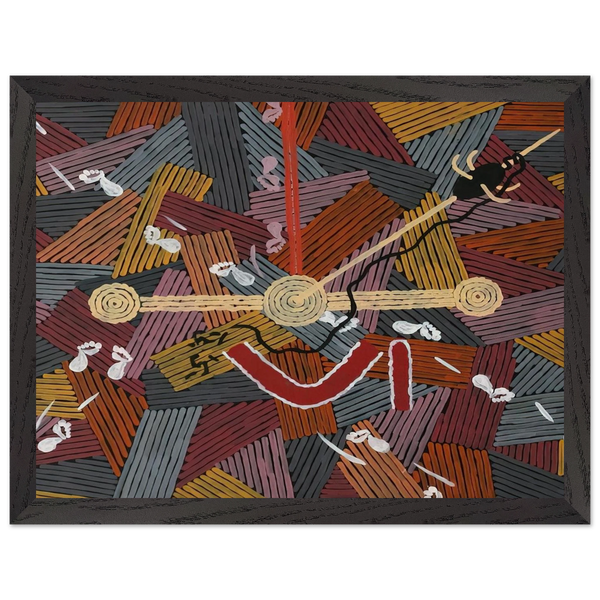 Men's Love Story - 1996 by Clifford Possum Tjapaltjarri — Framed art print at Zephyeer