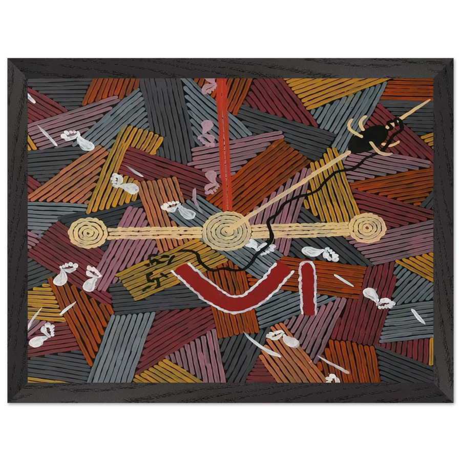 Men's Love Story - 1996 by Clifford Possum Tjapaltjarri — Framed art print at Zephyeer