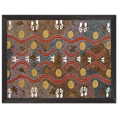 Possum Dreaming - Native Art by Clifford Possum Tjapaltjarri — Framed art print at Zephyeer