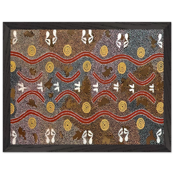 Possum Dreaming - Native Art by Clifford Possum Tjapaltjarri — Framed art print at Zephyeer