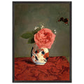 GARDEN ROSE AND BLUE FORGET ME NOTS IN A VASE by Gustave Caillebotte — Framed art print at Zephyeer
