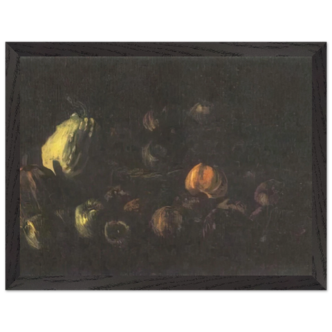 Still life with a basket of apples and two pumpkins by Vincent van Gogh — Framed art print at Zephyeer