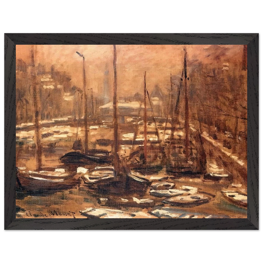 Geldersekade of Amsterdam Invierno by Claude Monet — Framed art print at Zephyeer