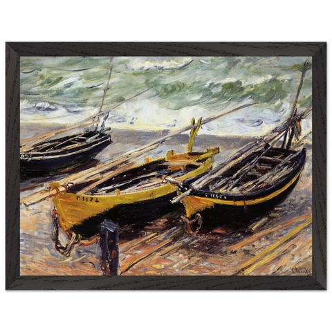 Three Fishing Boats by Claude Monet — Framed art print at Zephyeer