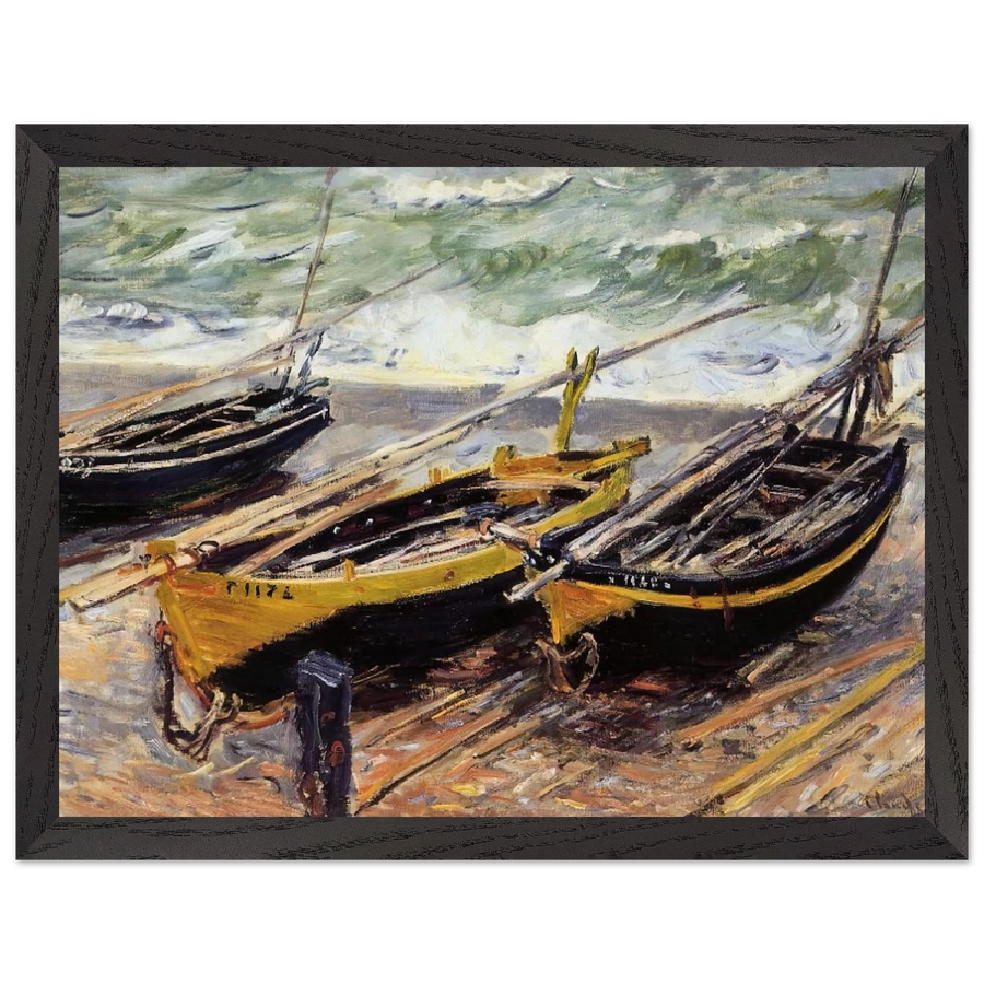 Three Fishing Boats by Claude Monet — Framed art print at Zephyeer