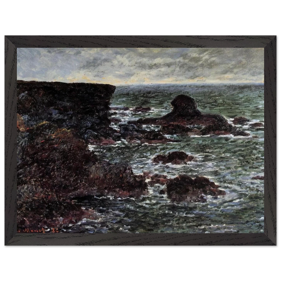 Rocky Coast and the Lion Rock, Belle-Ile by Claude Monet — Framed art print at Zephyeer