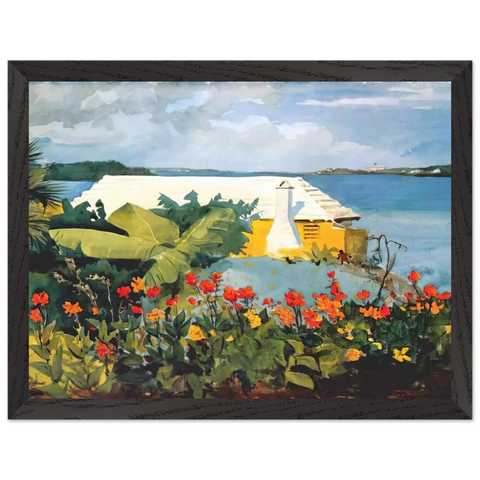 FLOWER GARDEN AND BUNGALOW BERMUDA by Winslow Homer — Framed art print at Zephyeer