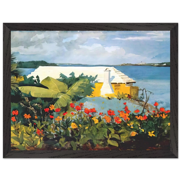 FLOWER GARDEN AND BUNGALOW BERMUDA by Winslow Homer — Framed art print at Zephyeer