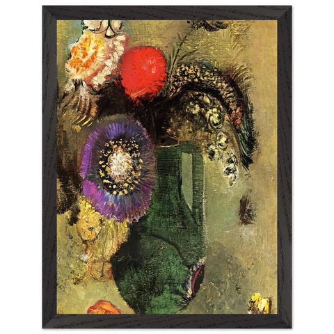 FLOWERS IN GREEN VASE WITH HANDLES by Odilon Redon — Framed art print at Zephyeer