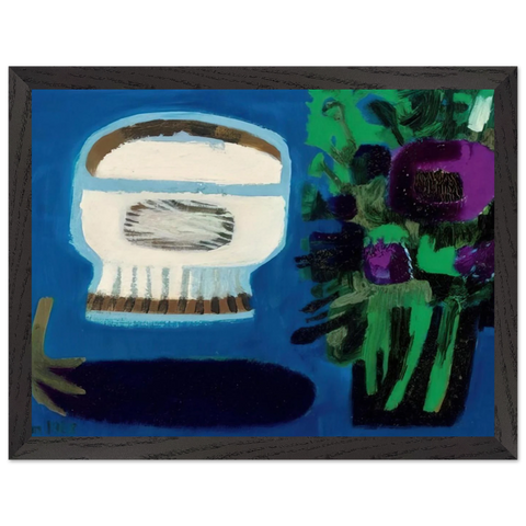 Aubergine and flowers - 1968 by Mary Fedden — Framed art print at Zephyeer