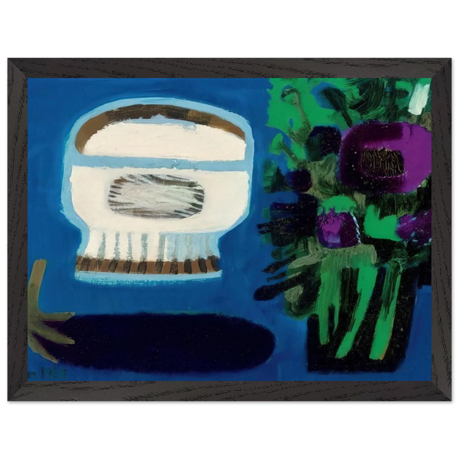 Aubergine and flowers - 1968 by Mary Fedden — Framed art print at Zephyeer