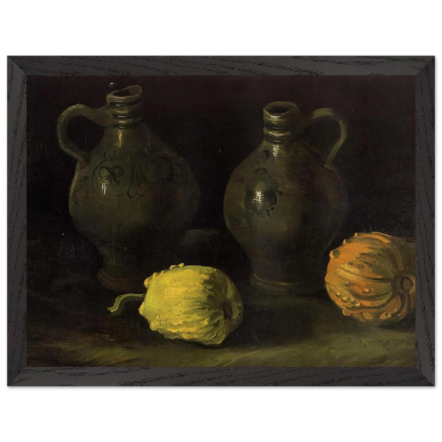 Still Life with Two Jars and Two Pumpkins by Vincent van Gogh — Framed art print at Zephyeer