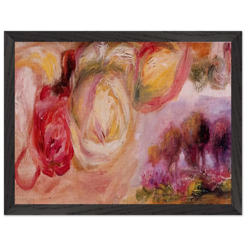 Roses with a Landscape by Pierre-Auguste Renoir — Framed art print at Zephyeer