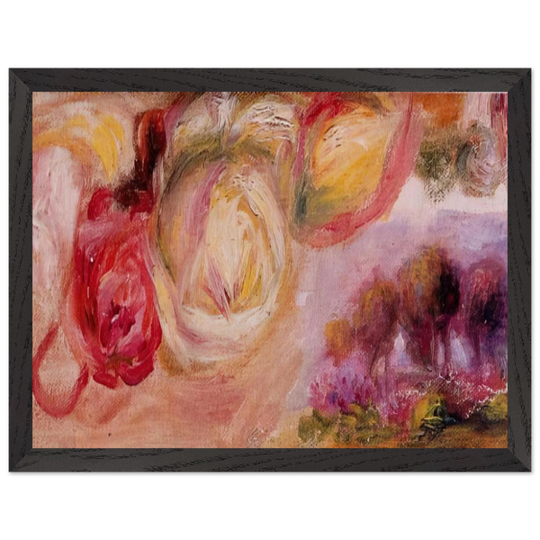 Roses with a Landscape by Pierre-Auguste Renoir — Framed art print at Zephyeer