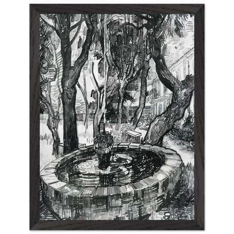 Fountain in the Garden of Saint-Paul Hospital by Vincent van Gogh — Framed art print at Zephyeer