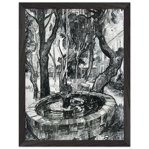 Fountain in the Garden of Saint-Paul Hospital by Vincent van Gogh — Framed art print at Zephyeer