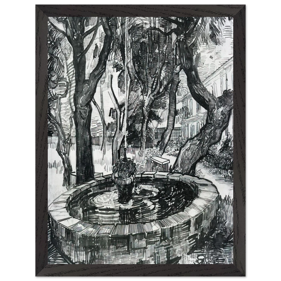 Fountain in the Garden of Saint-Paul Hospital by Vincent van Gogh — Framed art print at Zephyeer