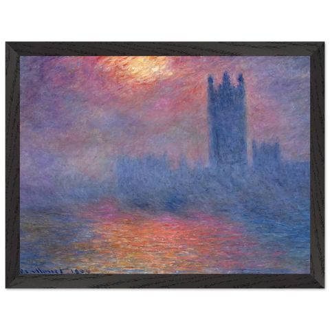 Houses of Parliament, London, Sun Breaking Through by Claude Monet — Framed art print at Zephyeer