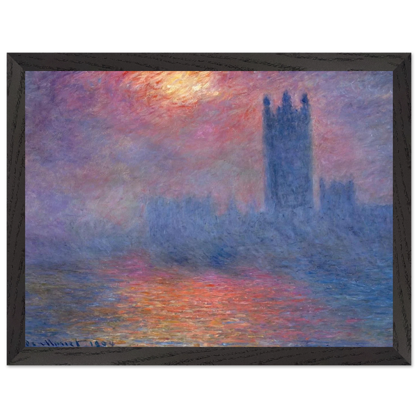 Houses of Parliament, London, Sun Breaking Through by Claude Monet — Framed art print at Zephyeer