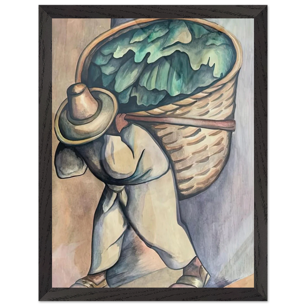 EL CARGADOR DE HOJAS DE PLATANO 1953 by Diego Rivera — Framed art print at Zephyeer