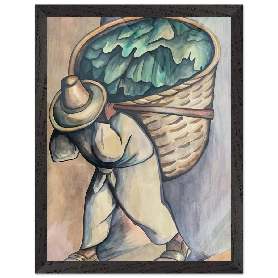 EL CARGADOR DE HOJAS DE PLATANO 1953 by Diego Rivera — Framed art print at Zephyeer