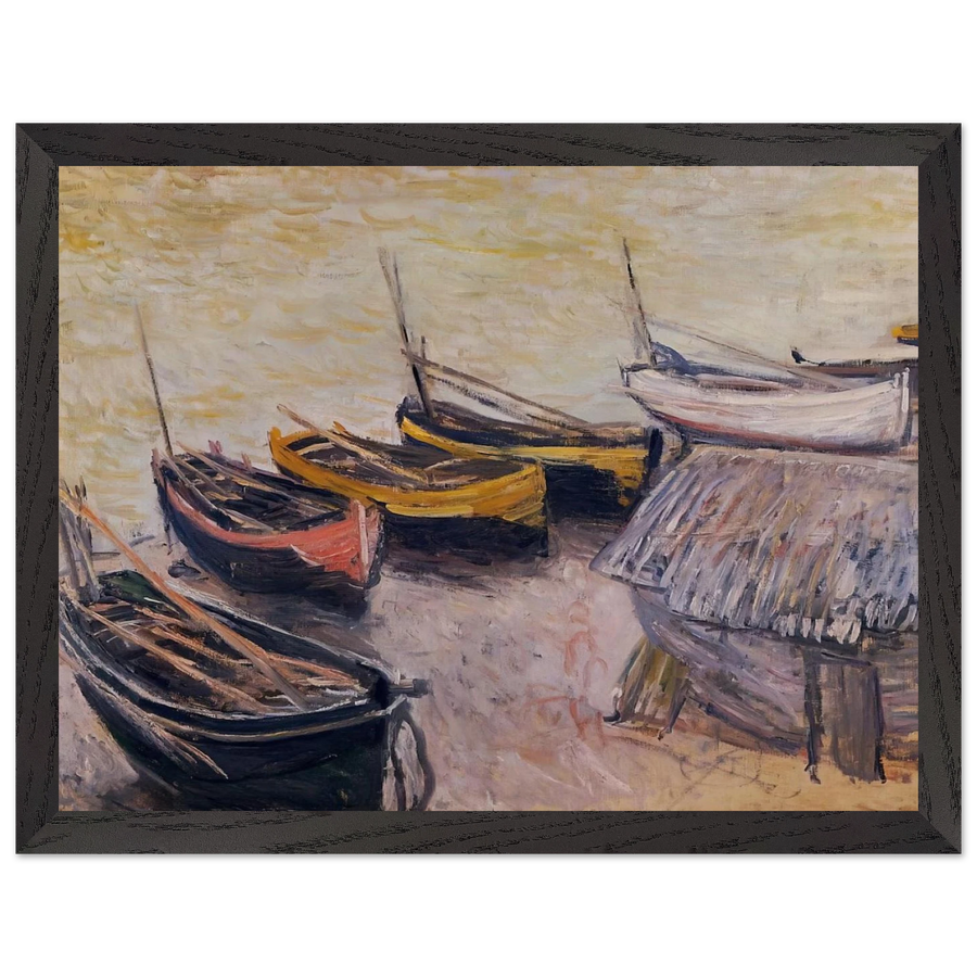 Boats on the Beach by Claude Monet — Framed art print at Zephyeer