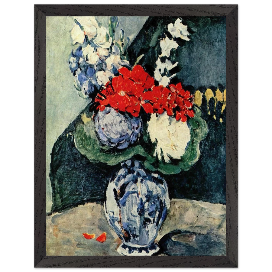 Still life, Delft vase with flowers by Paul Cézanne — Framed art print at Zephyeer