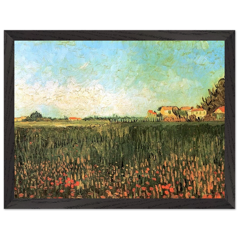 Farmhouses in a Wheat Field Near Arles by Vincent van Gogh — Framed art print at Zephyeer