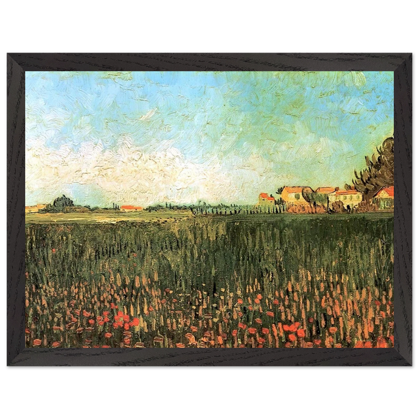Farmhouses in a Wheat Field Near Arles by Vincent van Gogh — Framed art print at Zephyeer