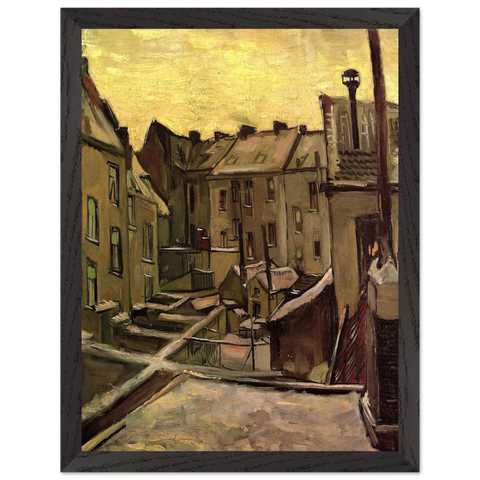 Backyards of Old Houses in Antwerp in the Snow by Vincent van Gogh — Framed art print at Zephyeer