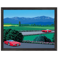 Ferraris traversing the lands - Hiroshi Nagai Framed Poster - 30x40 cm / 12x16" inches | Hiroshi Nagai Framed Art Print