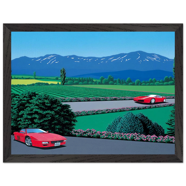 Ferraris traversing the lands by Hiroshi Nagai — Framed art print at Zephyeer
