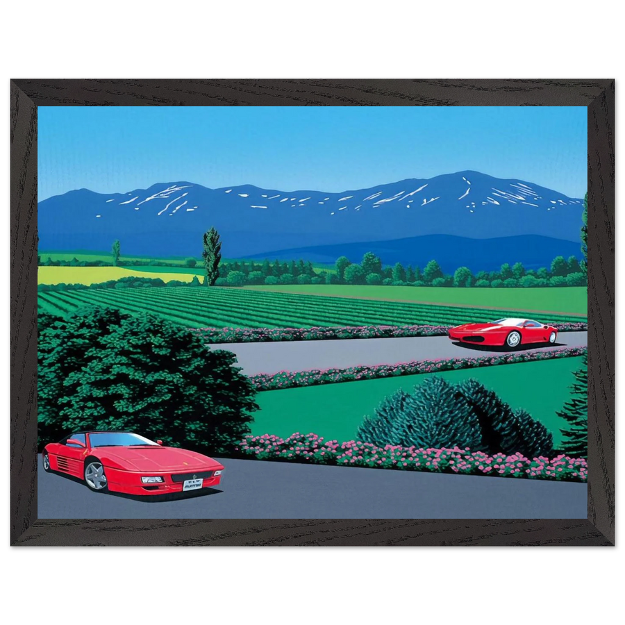 Ferraris traversing the lands by Hiroshi Nagai — Framed art print at Zephyeer