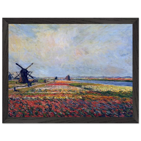 Fields of Flowers and Windmills near Leiden by Claude Monet — Framed art print at Zephyeer