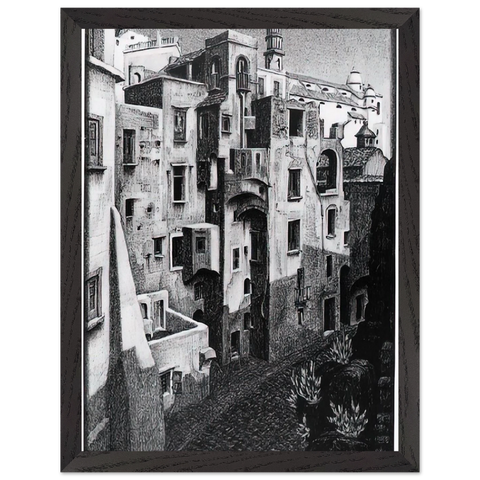DILAPIDATED HOUSES IN ATRANI 1931 by MC Escher — Framed art print at Zephyeer