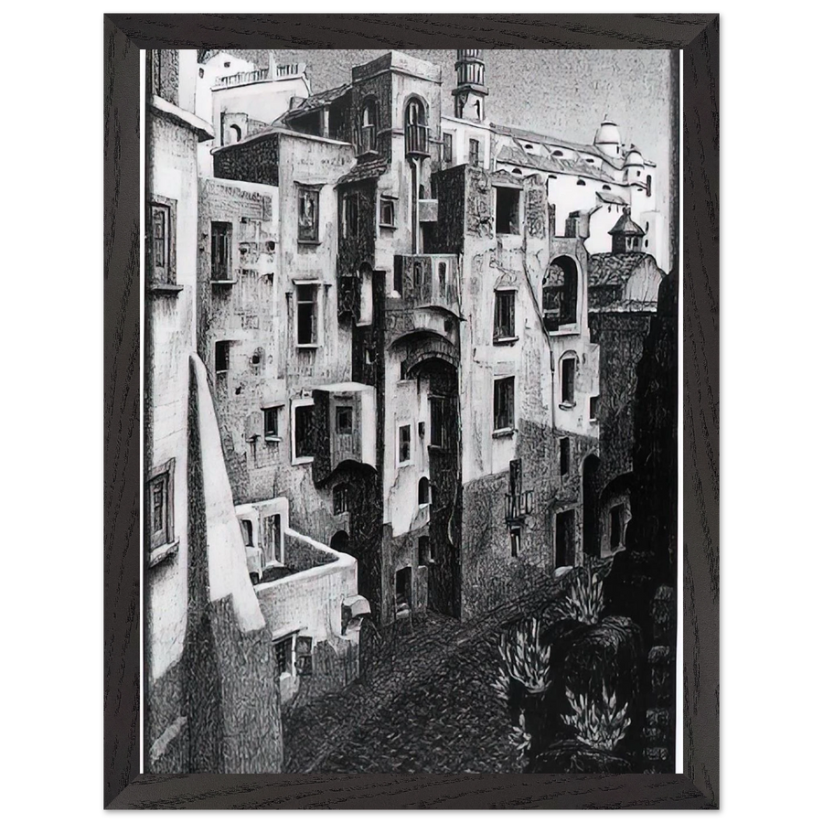 DILAPIDATED HOUSES IN ATRANI 1931 by MC Escher — Framed art print at Zephyeer