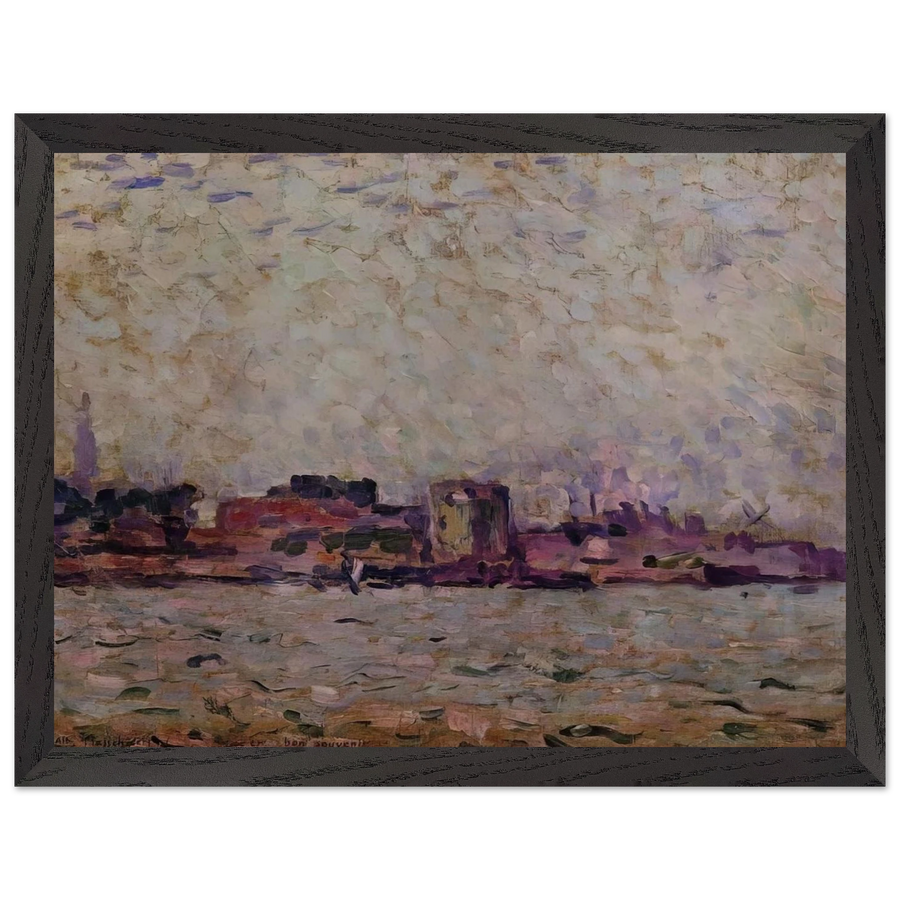 MORNING FOG OVER THE PORT OF VEER HOLLAND 1906 by Theo van Rysselberghe — Framed art print at Zephyeer