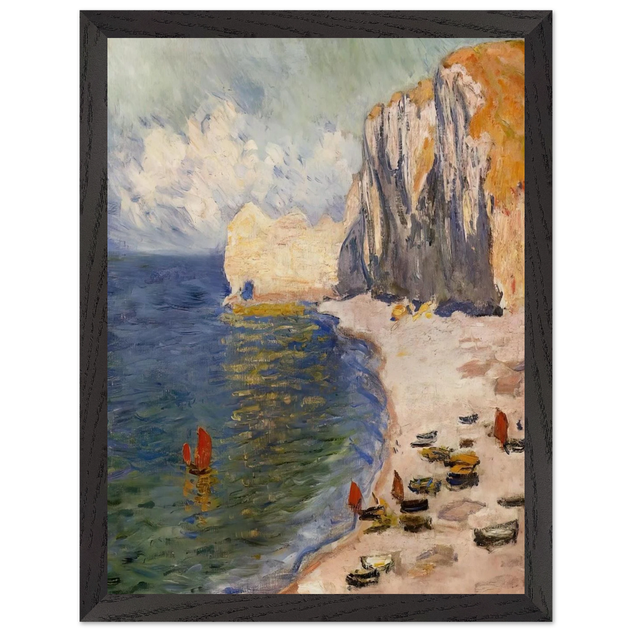 The Beach and the Falaise d'Amont by Claude Monet — Framed art print at Zephyeer
