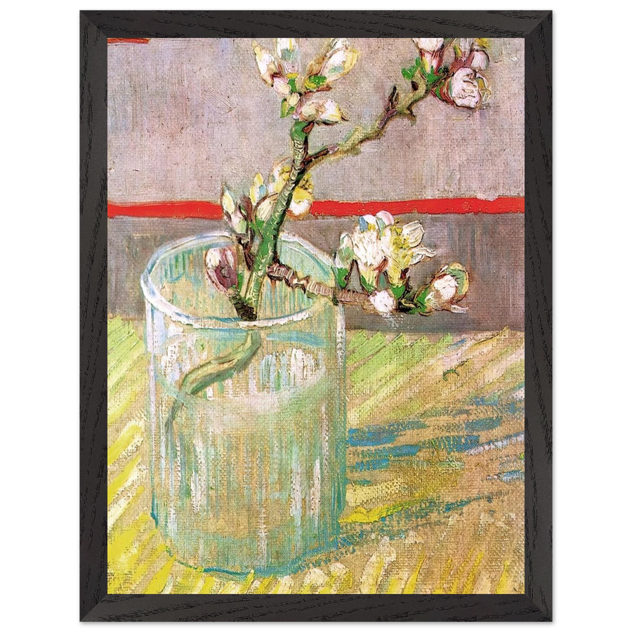 Blossoming Almond Branch in a Glass by Vincent van Gogh — Framed art print at Zephyeer