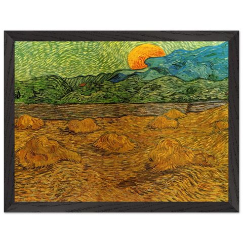 Evening Landscape with Rising Moon by Vincent van Gogh — Framed art print at Zephyeer