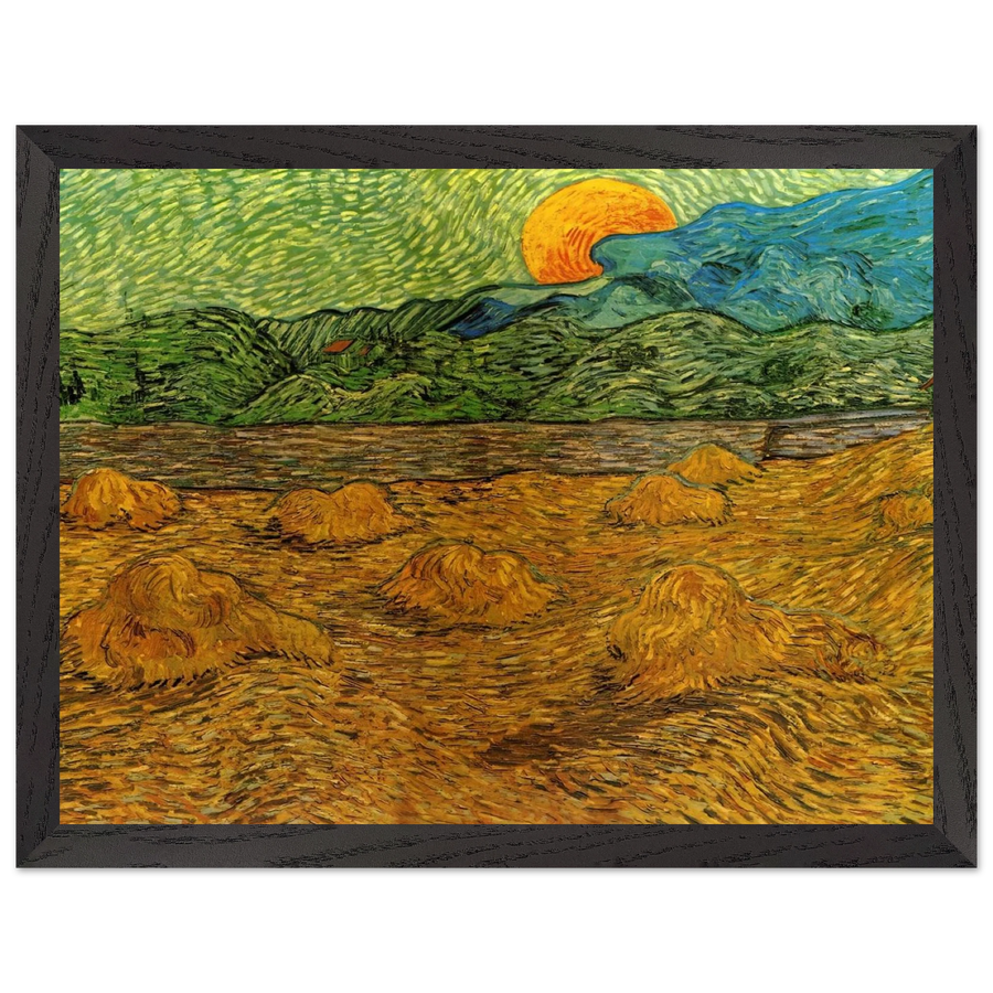 Evening Landscape with Rising Moon by Vincent van Gogh — Framed art print at Zephyeer