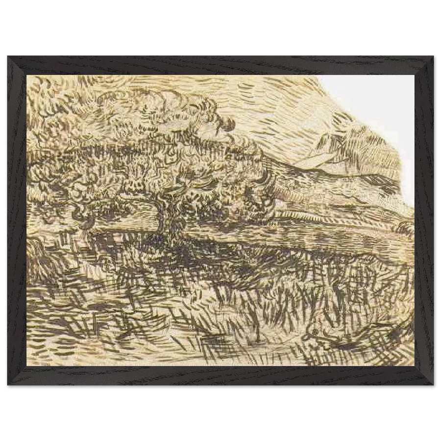 Olive Trees in a Mountain Landscape by Vincent van Gogh — Framed art print at Zephyeer