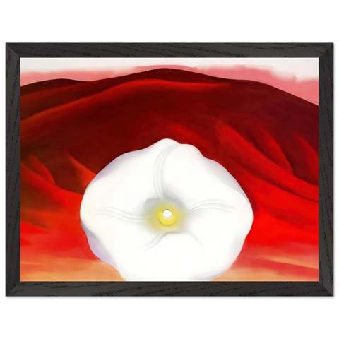Red hills and white flower by Georgia O'Keeffe — Framed art print at Zephyeer