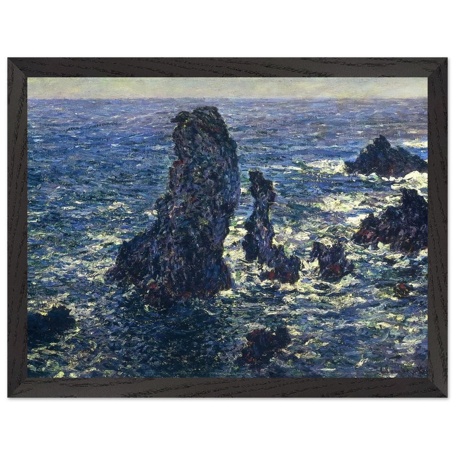 The Pyramids, Cliffs at Belle-Ile by Claude Monet — Framed art print at Zephyeer