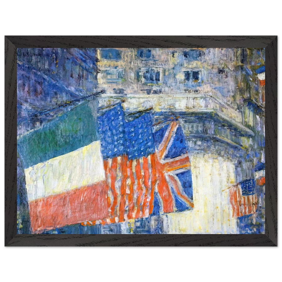 Avenue of the Allies aka Flags on the Waldorf by Childe Hassam — Framed art print at Zephyeer