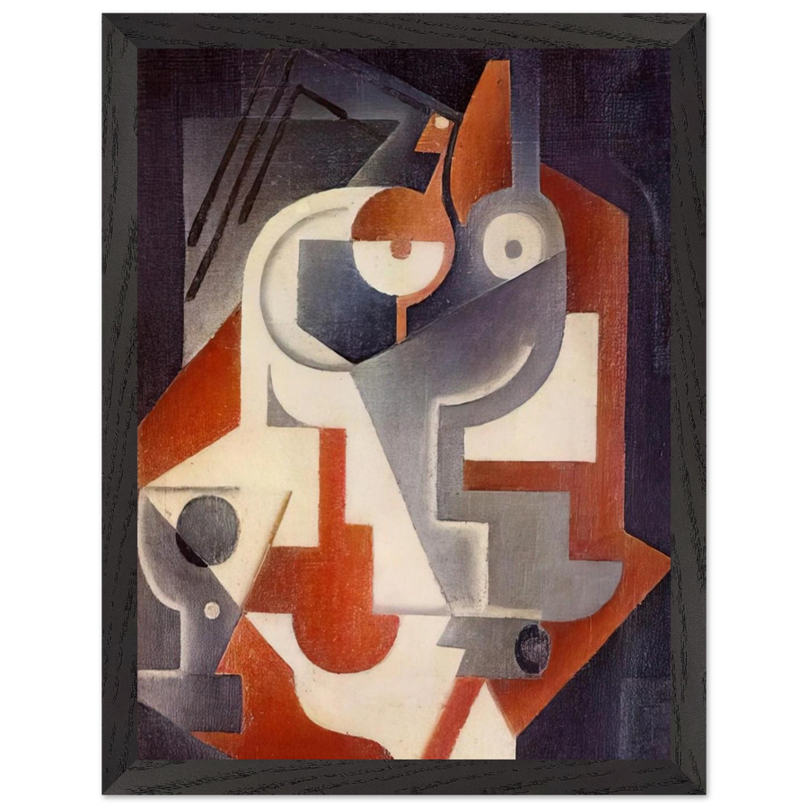 NEWSPAPER GLASS AND PEAR 1917 by Juan Gris — Framed art print at Zephyeer