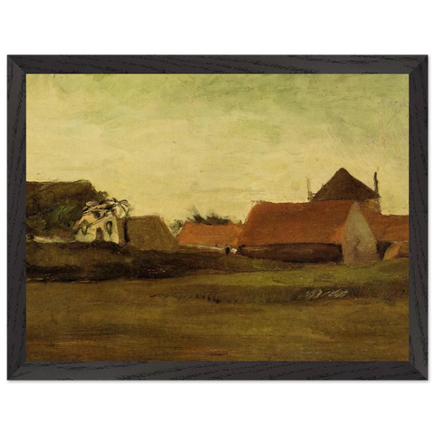 Farmhouses in Loosduinen near The Hague at Twilight by Vincent van Gogh — Framed art print at Zephyeer