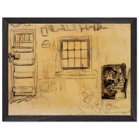 Studies of the Interior of a Cottage, and a Sketch of The Potato Eaters by Vincent van Gogh — Framed art print at Zephyeer