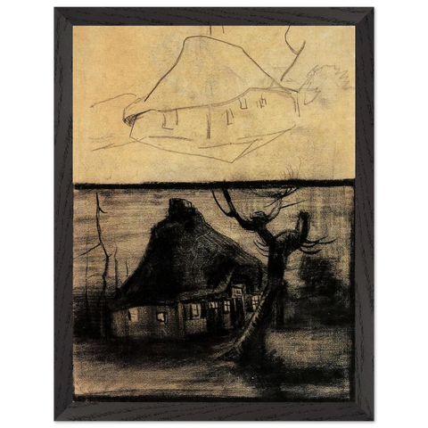 Two Studies of a Cottage by Vincent van Gogh — Framed art print at Zephyeer